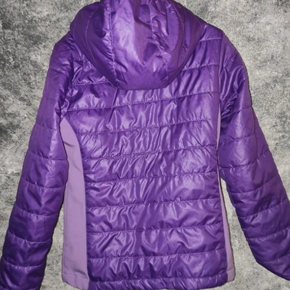 Children's Faded Glory 7-8 Puffy Coat/Jacket Purple Pink Hood & Zipper Pocket's. - Picture 7 of 14